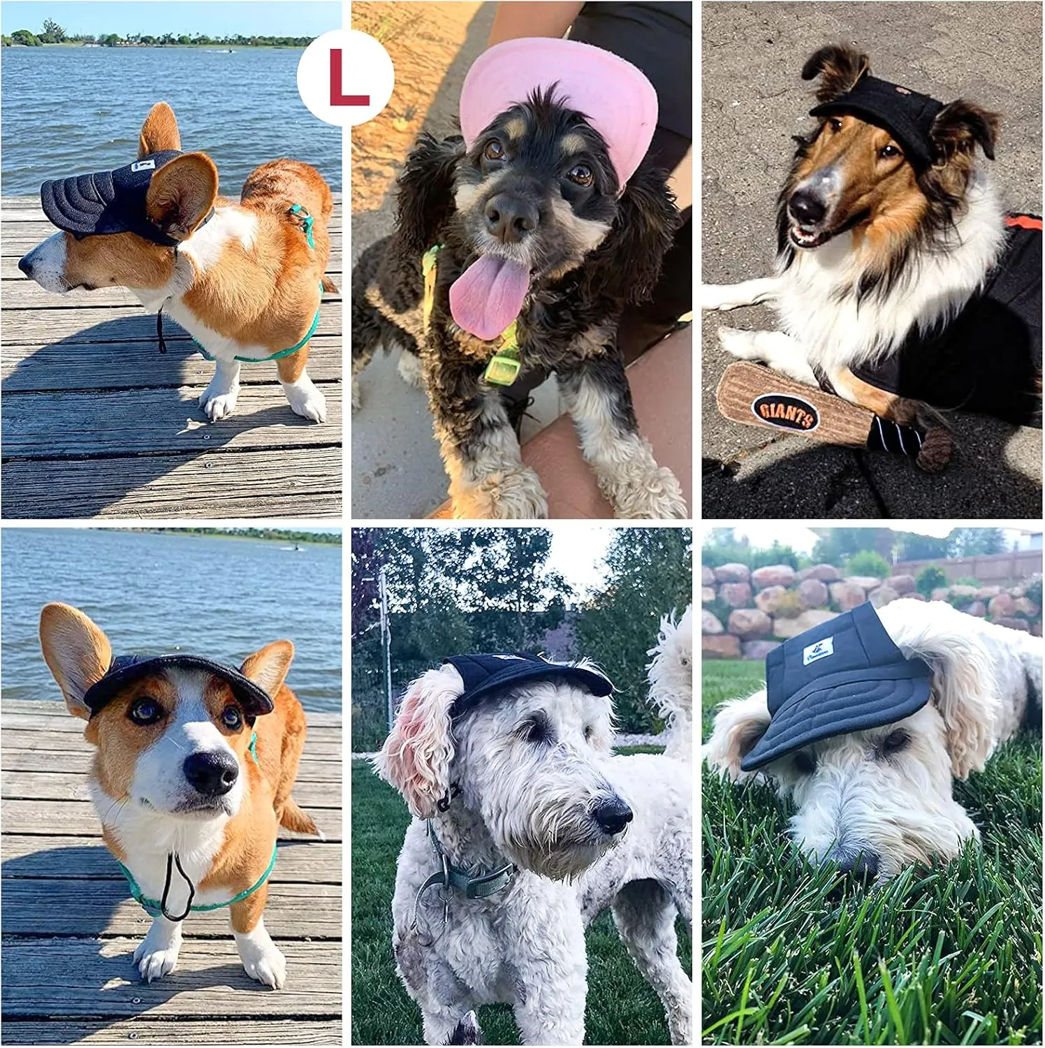 Pawaboo Dog Baseball Cap, Adjustable Dog Outdoor Sport Sun Protection Baseball Hat Cap Visor Sunbonnet Outfit with Ear Holes for Puppy Small Dogs, Small, Red