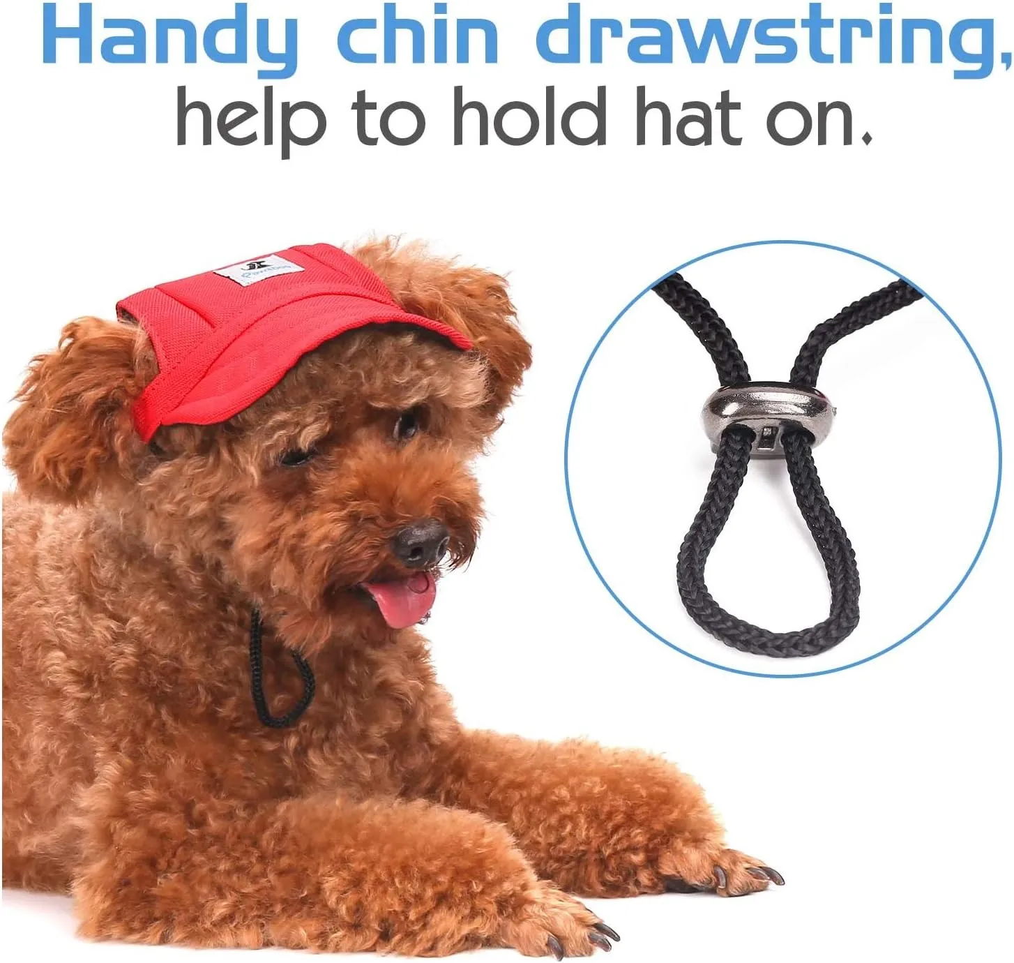Pawaboo Dog Baseball Cap, Adjustable Dog Outdoor Sport Sun Protection Baseball Hat Cap Visor Sunbonnet Outfit with Ear Holes for Puppy Small Dogs, Small, Red