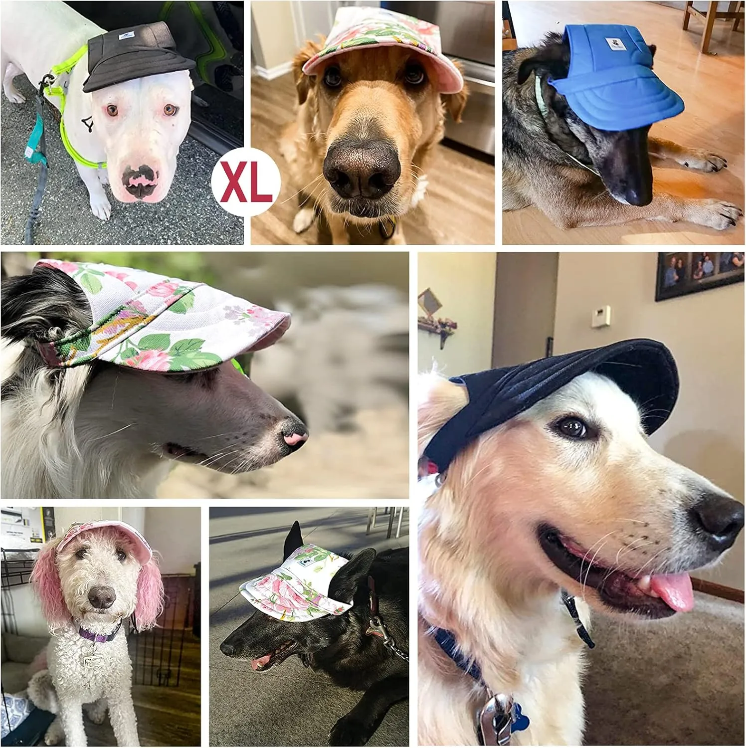 Pawaboo Dog Baseball Cap, Adjustable Dog Outdoor Sport Sun Protection Baseball Hat Cap Visor Sunbonnet Outfit with Ear Holes for Puppy Small Dogs, Small, Red