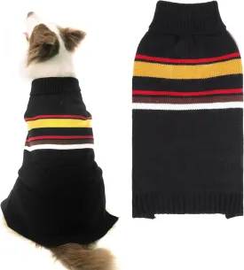 PAWCHIE Dog Sweater for Large Size Dog Girls Boys, Warm Coat Turtleneck Thick Dog Clothes with Leash Hole, Stretchy Knitted Dog Outfit for Small to Large Doggy Puppy Cat, Black L