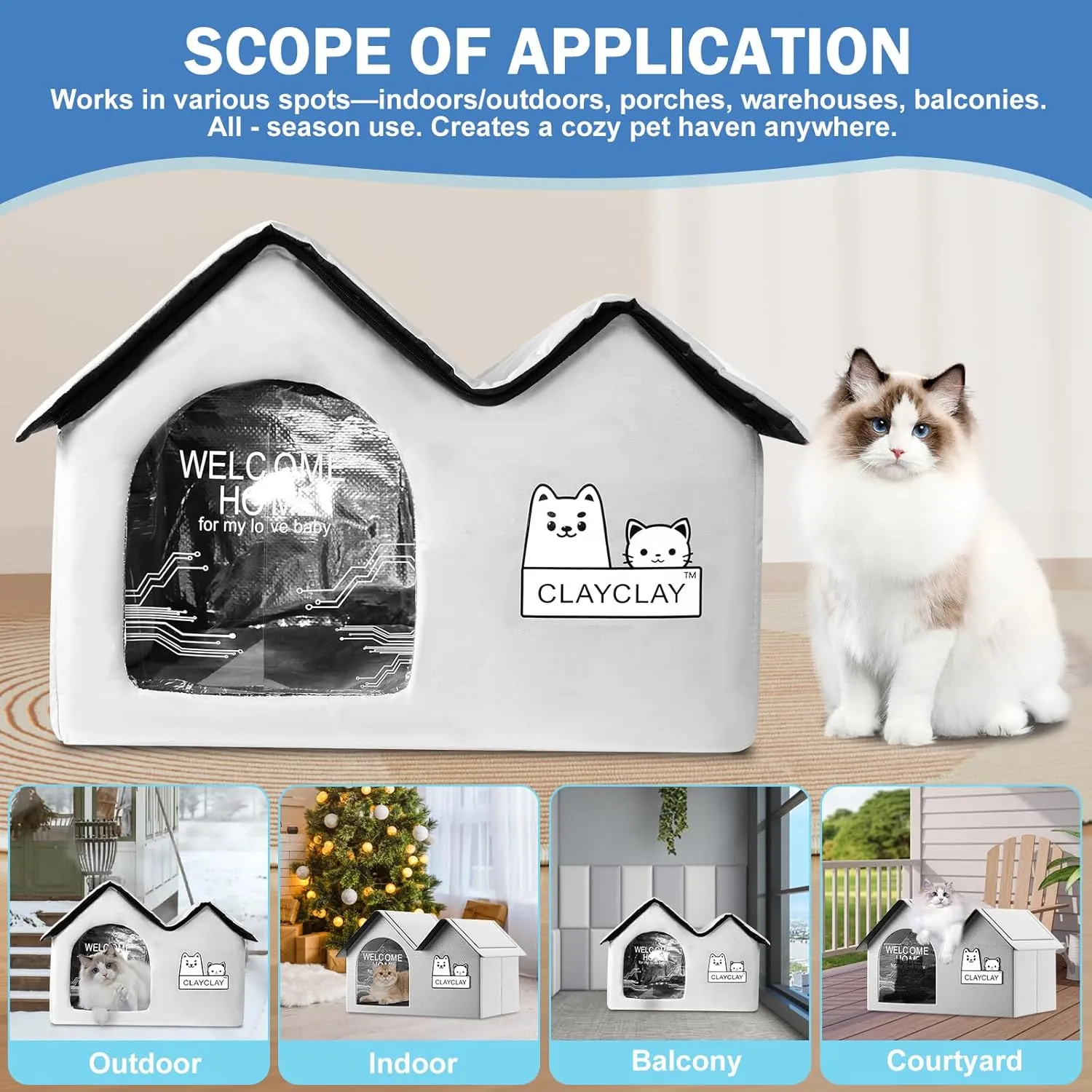 Pet Cooling House with Air Conditioning 10 Ice PacksSummer Shelter for Indoor Outdoor Feral Cats & Small Dogs with Winter Heating PadSuitable for All Seasons