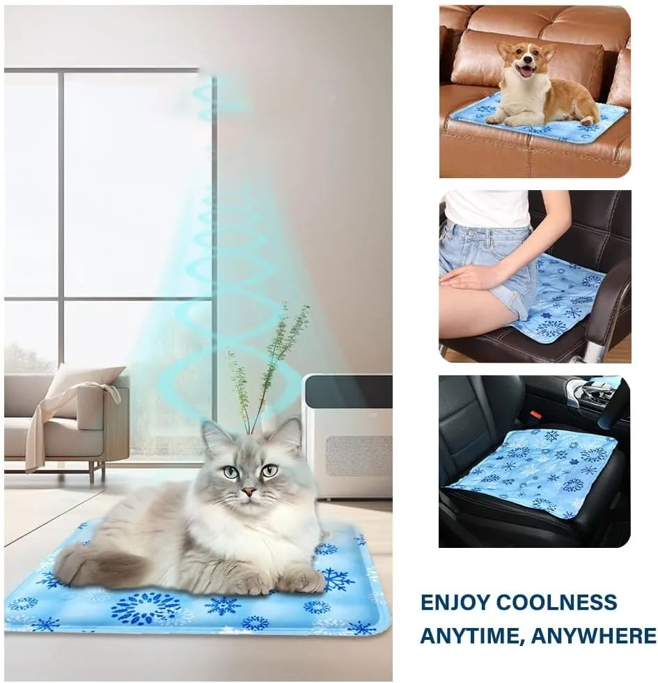 Pet Cooling Pad, Pet Cooling Mats for Dogs, Dry Ice Pet Pad, Waterproof Ice Gel Pet Pad, Summer Cooling Gel Cushion Ice Water Bag for Dog Cat Beds, Sofa Cushion-Light Blue 30 * 40CM