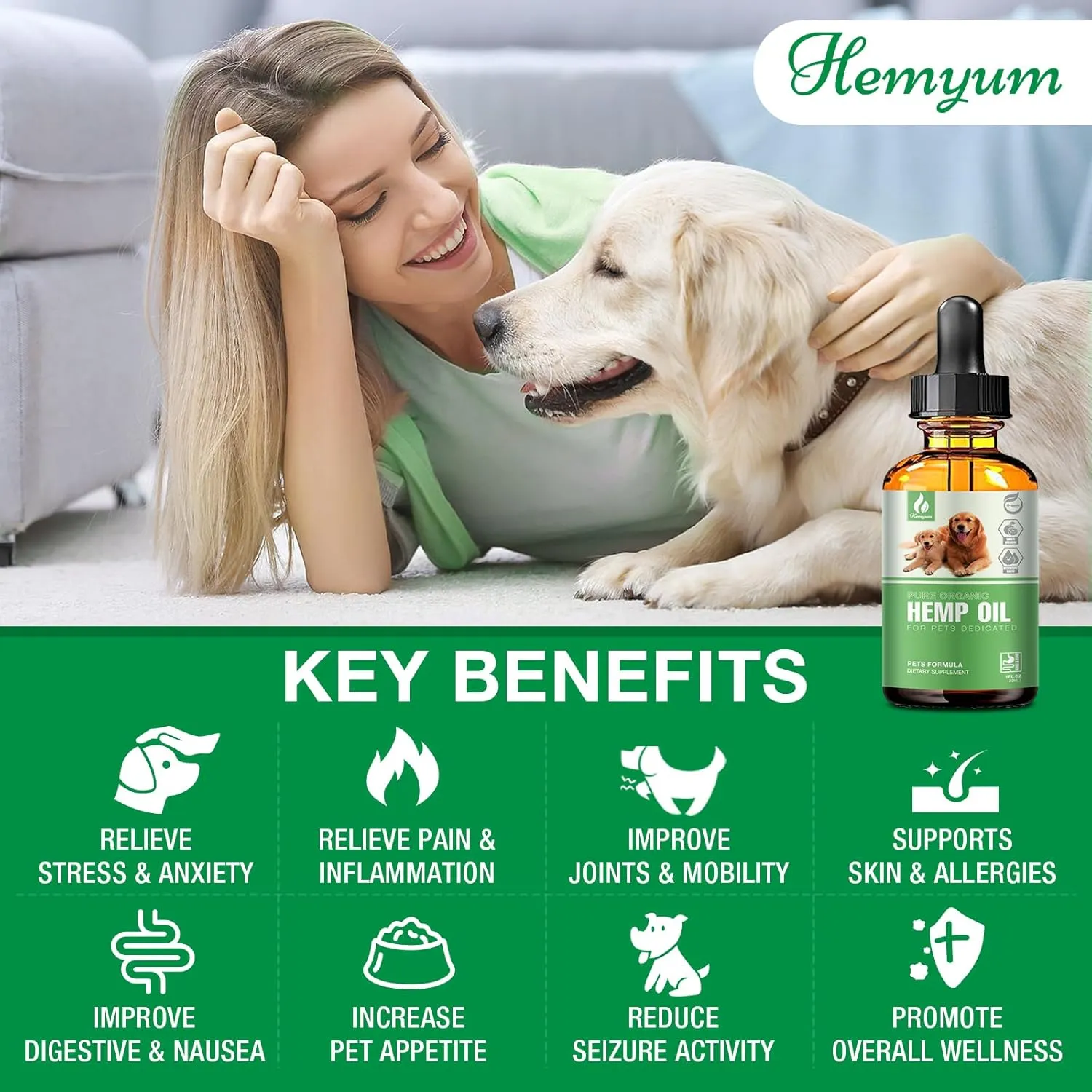Pet Hemp Oil for Dogs and Cats - Organic Hemp Extract Drops for Sleep Aid Anxiety, Stress, Hip & Joint Pain Relief, Dog Calming Treats Rich in Omega 3-6-9 - Natural Pet Hemp Oil (3 Pack)