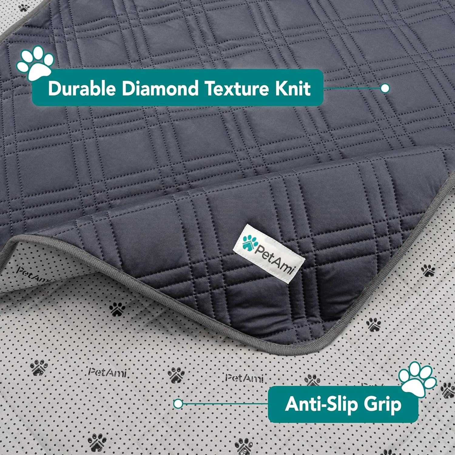 PetAmi Waterproof Cooling Mat for Dog, Premium Pet Cooling Blanket for Bed Crate, Anti Slip Indoor Dog Cool Pad for Sleeping, Q-MAX Small Medium Sofa Couch Cover Mat for Cat, Grey, 29x40