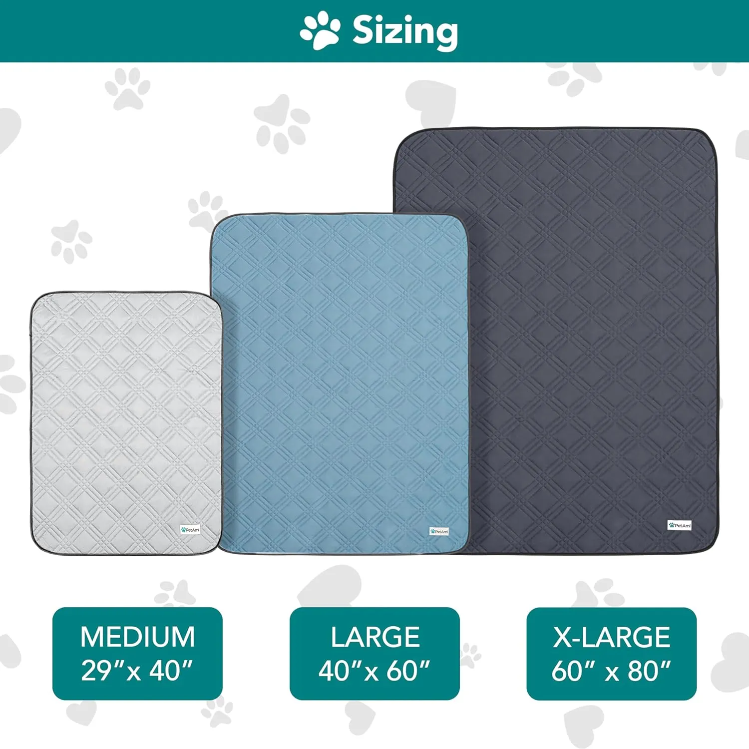 PetAmi Waterproof Cooling Mat for Dog, Premium Pet Cooling Blanket for Bed Crate, Anti Slip Indoor Dog Cool Pad for Sleeping, Q-MAX Small Medium Sofa Couch Cover Mat for Cat, Grey, 29x40