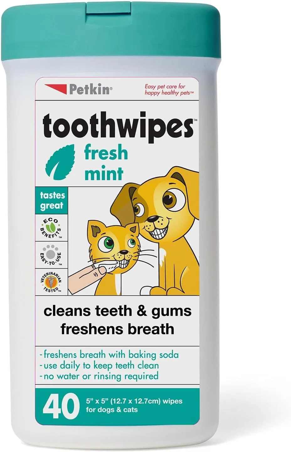 PETKIN Toothwipes Dogs/Ca Size 40ct Toothwipes Dogs/Cats 40ct