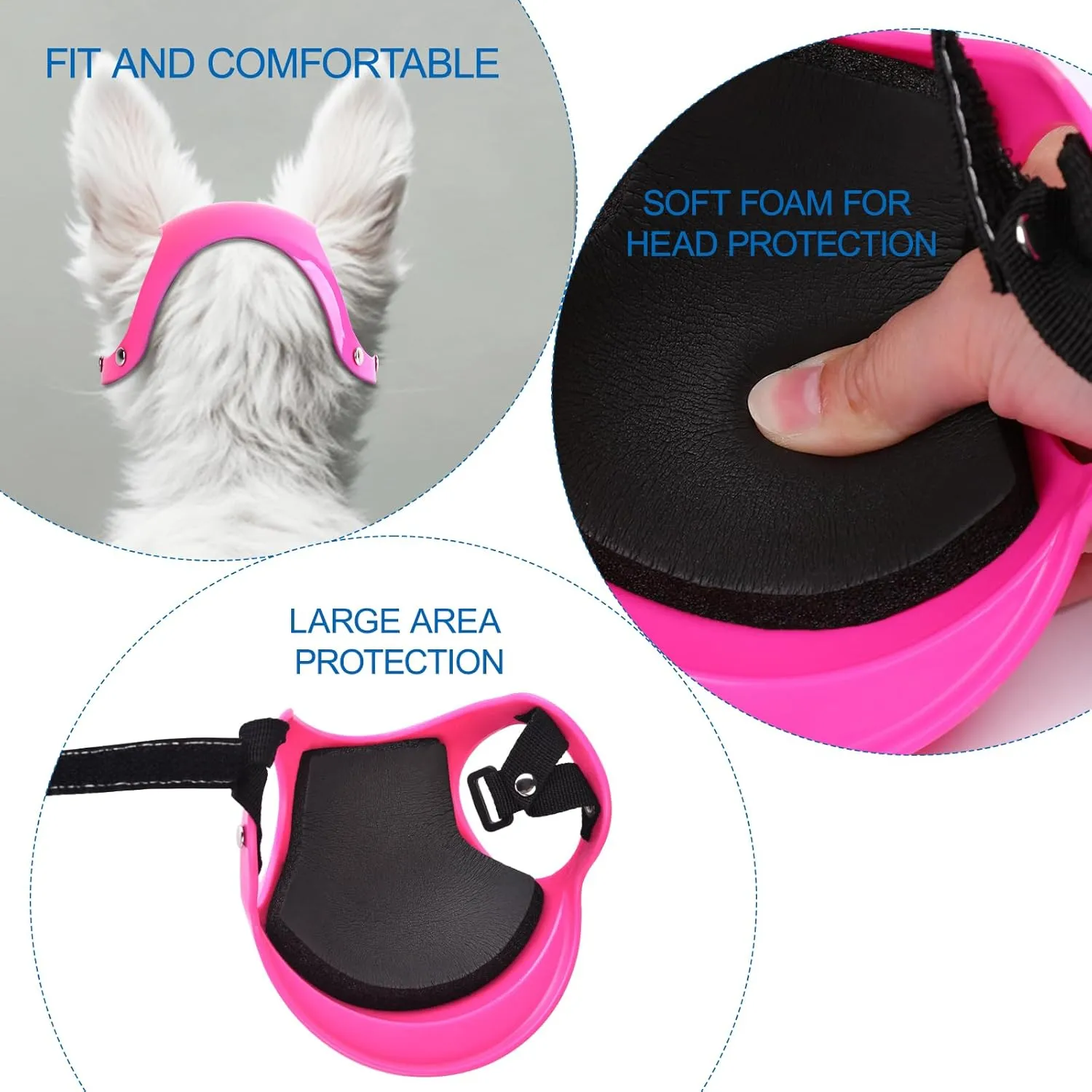 Petmolico Safety Helmets for Dogs, Dog Helmet with Ear Holes & Adjustable Strap, Dog Helmet for Small Dog for Outdoor Driving/Riding(Small,Pink)