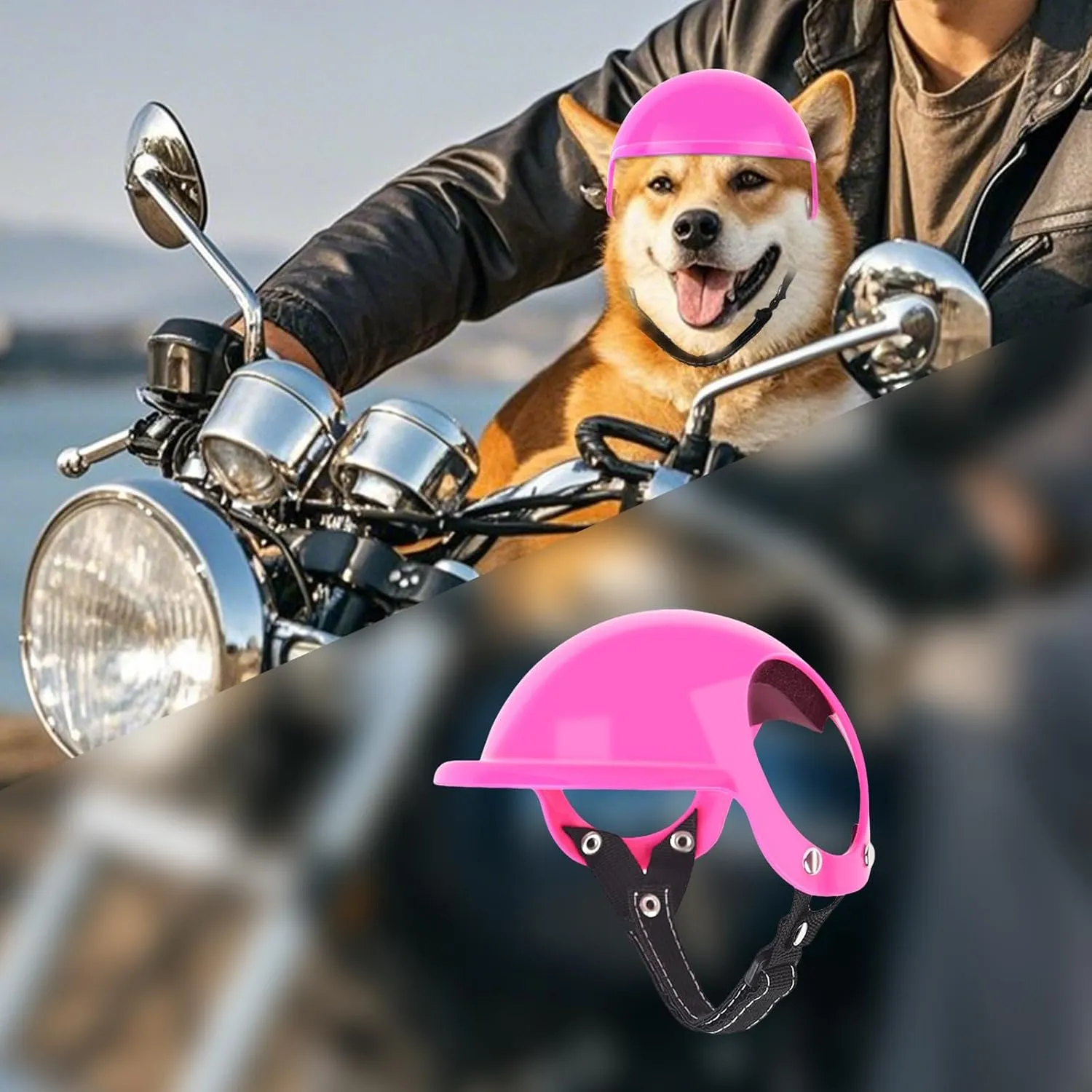 Petmolico Safety Helmets for Dogs, Dog Helmet with Ear Holes & Adjustable Strap, Dog Helmet for Small Dog for Outdoor Driving/Riding(Small,Pink)