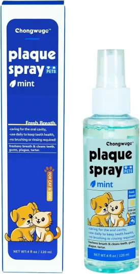 Pets Dental Spary for Dogs & Cats, Freshens Breath, Cleaning Plaque and Tartar, Safe and Edible, Easy Use, 4 fl oz