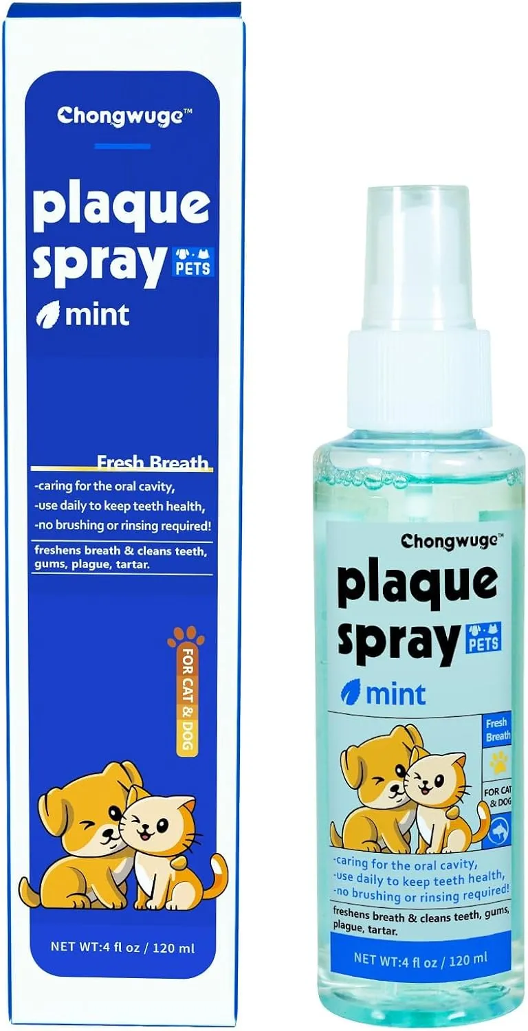 Pets Dental Spary for Dogs & Cats, Freshens Breath, Cleaning Plaque and Tartar, Safe and Edible, Easy Use, 4 fl oz