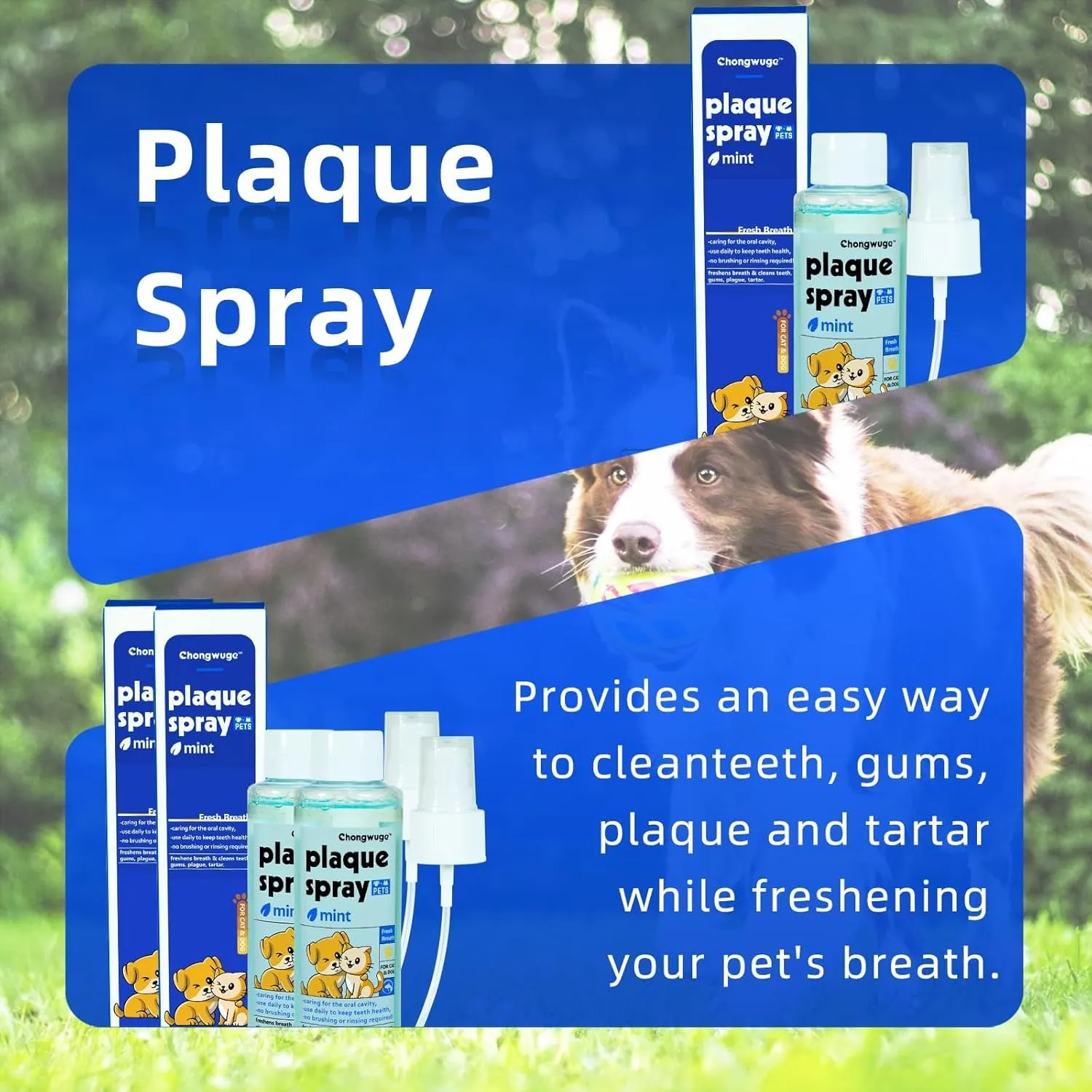 Pets Dental Spary for Dogs & Cats, Freshens Breath, Cleaning Plaque and Tartar, Safe and Edible, Easy Use, 4 fl oz