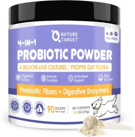 Probiotics for Dogs - Dog Probiotics, Plus Prebiotic, Digestive Enzymes, Fiber, Gut Health, Immune, Digestive Support, 6 Billion CFU Dog Probiotic Powder, 90 Scoops, Relieve Diarrhea, Loose Stool