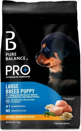 Pure Balance Pro  Chicken & Brown Rice Large Breed Puppy Food, 16 lb Bag, Vet Formulated, DHA for Brain Development, High Protein, No Fillers, Immune & Digestive Support, Healthy Skin & Bone Growth