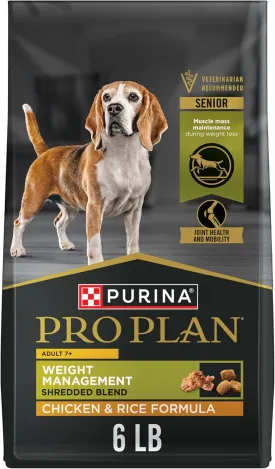 Purina Pro Plan Adult 7 Plus Weight Management Shredded Blend Chicken and Rice Formula Senior Dog Food - 6 lb. Bag