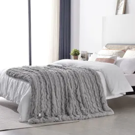 RHEIN HOME Electric Heated Blanket Queen 84"x 90", Soft Plush Faux Fur&Flannel, Fast Heating Blanket with 4 Heating Levels & 10H Auto Off, Machine Washable, Overheat Protection ETL Certified (Gray)