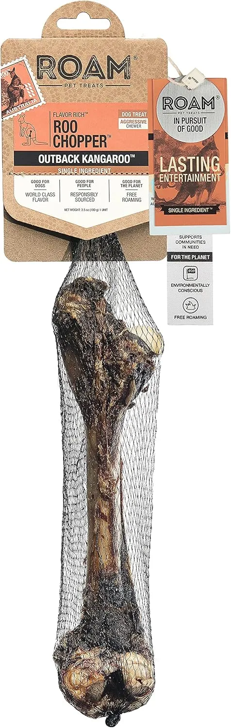 ROAM Pet Treats Outback Kangaroo Femur Bone Dog Chew  Single Ingredient, All Natural, Grain-Free, & Gluten-Free Dog Treats