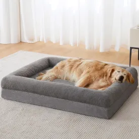 RRPETHOME Washable Dog Beds Large Sized Dog Couch, Extra Large Orthopedic Dogs Beds with Removable Cover, Waterproof Pet Bed with Bolsters, Pet Sofa Bed with Non Slip Bottom, Large, Grey