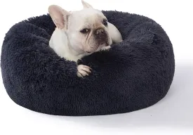 SAVFOX Plush Calming Donut Dog Beds for Small Dogs, Medium, Large & X-Large Breeds, Comfy Cuddler Dog Bed and Cat Bed in Faux Fur, Washable, Multiple Sizes S-XXL