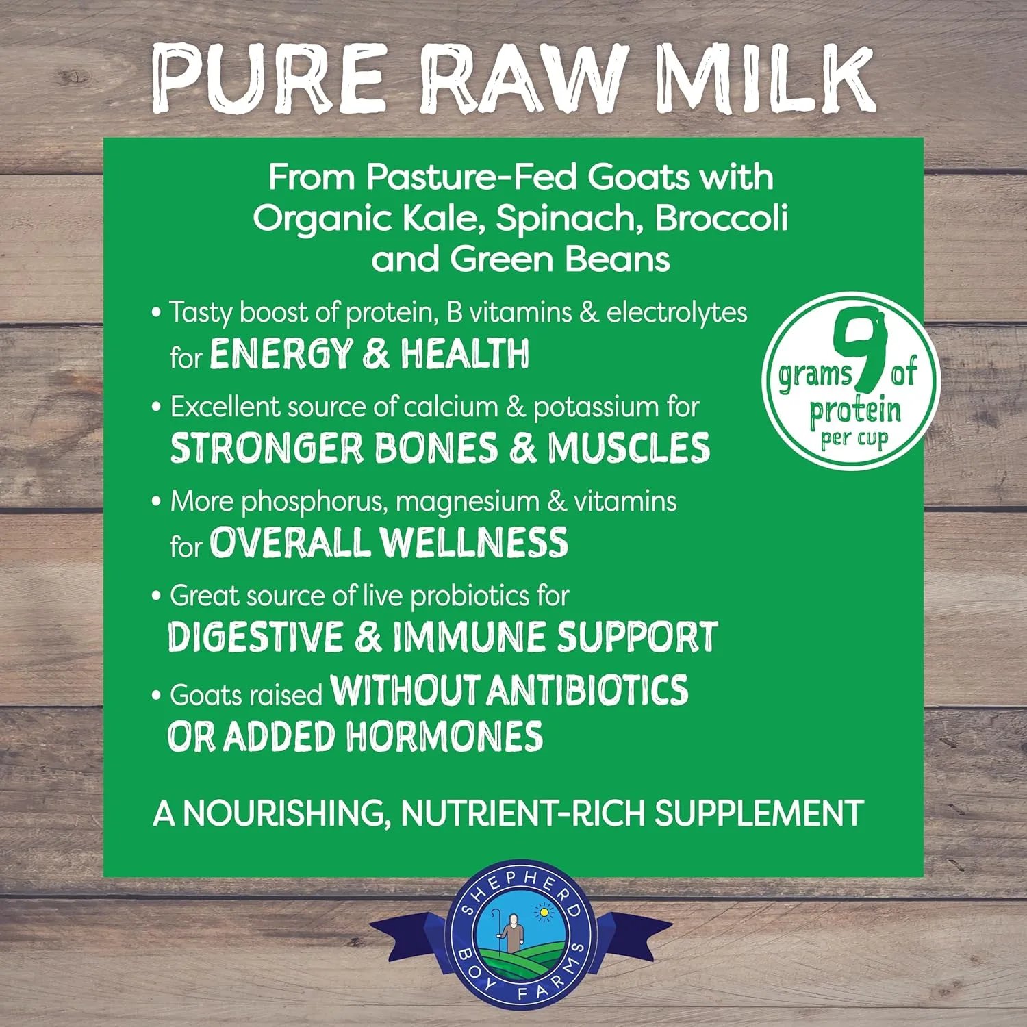 Shepherd Boy Farms Freeze Dried Raw Goats Milk with Probiotics for Dogs & Cats (Super Greens), Organic USA Veggies & Fruits, High Protein, Digestible Goat Milk Powder, Food Toppers - Makes 16 FL OZ