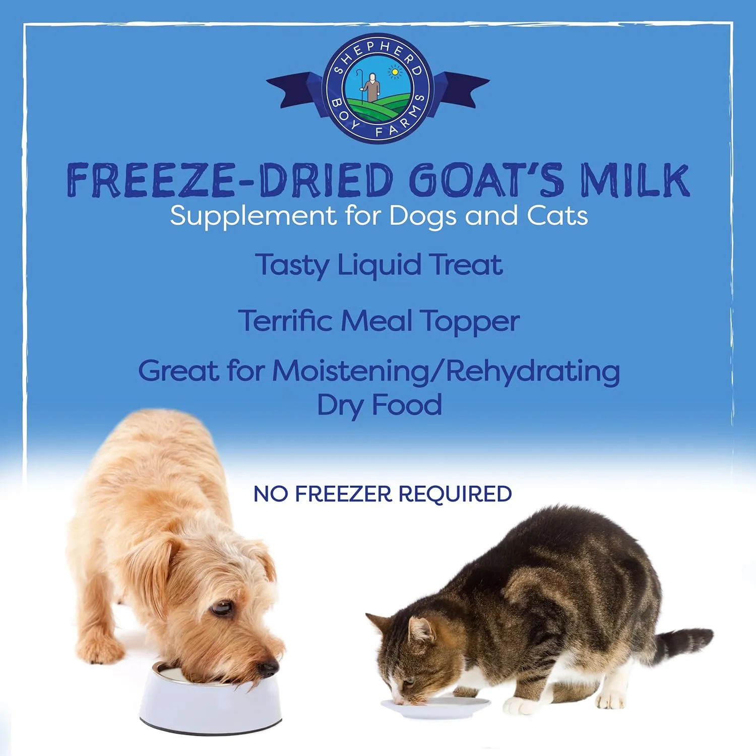 Shepherd Boy Farms Freeze Dried Raw Goats Milk with Probiotics for Dogs & Cats (Super Greens), Organic USA Veggies & Fruits, High Protein, Digestible Goat Milk Powder, Food Toppers - Makes 16 FL OZ