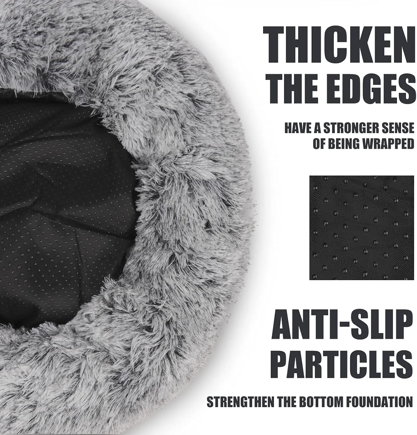 ShinHye Cat Bed Round Plush Fluffy Hooded Cat Bed Cave, Cozy for Indoor Cats or Small Dog beds, Soothing Pet Beds Doughnut Calm Anti-nxiety Dog Bed - Waterproof Bottom Washable (2020inch, Grey)