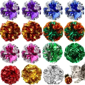 Silkfly 15 Pcs Polyester Film Crinkle Balls Cat Toys 2.36" Interactive Crinkle Ball, Colorful Balls Chew Toy for Cat Chase Ball Toys Attract Cats for Indoor Cats and Kittens to Keep Fit and Active