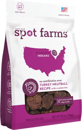 Spot Farms Turkey Meatball Recipe Healthy All Natural Dog Treats Human Grade Made In USA 12.5 oz