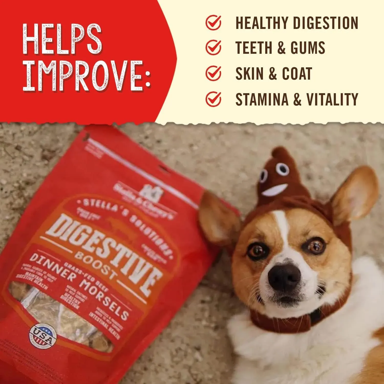 Stella & Chewy's Freeze-Dried Raw Dog Food for Digestive Health - Grass-Fed Beef Dinner Morsels - Natural Solution for Sensitive Stomach, Gas & Firm Stools - Premium Raw Nutrition - 4.25oz