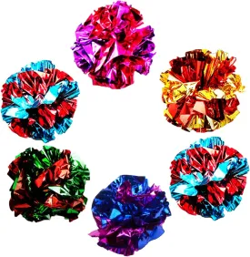 SunGrow Cat Crinkle Balls, Shiny, Mylar Crinkler, Stress-Relief Toy for Kittens, Interactive & Engaging, Keeps Grown-up Cats Active, Encourages Multi-cat Play, Provides Endless Entertainment, 6 Pcs