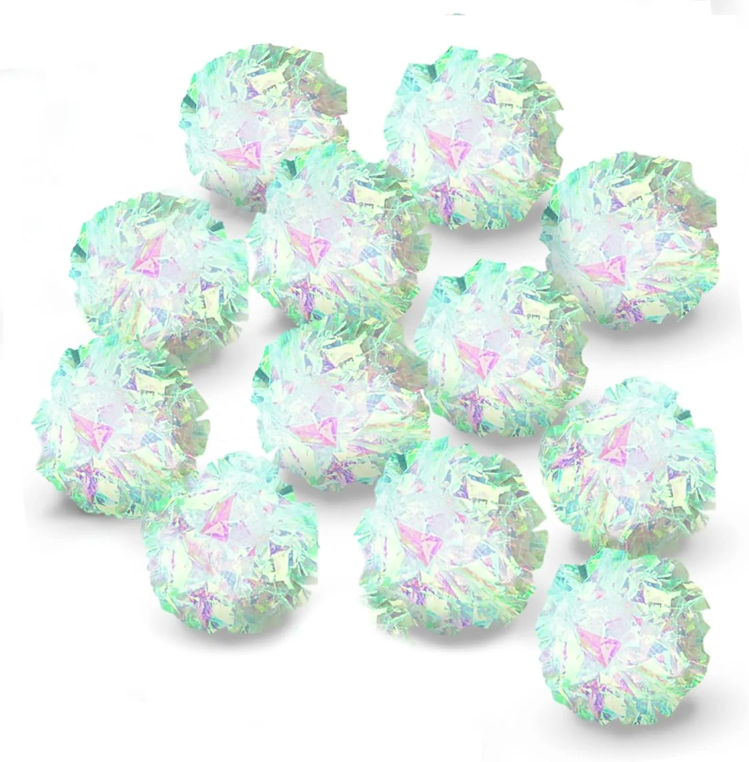 SunGrow Mylar Cat Crinkle Balls, 2", Shiny and Stress Buster Toy, Lightweight and Great for Use in Craft Projects, Toy Ball Suitable for Both Feline and Kids, Kitten Chew and Chase Balls for Exercise