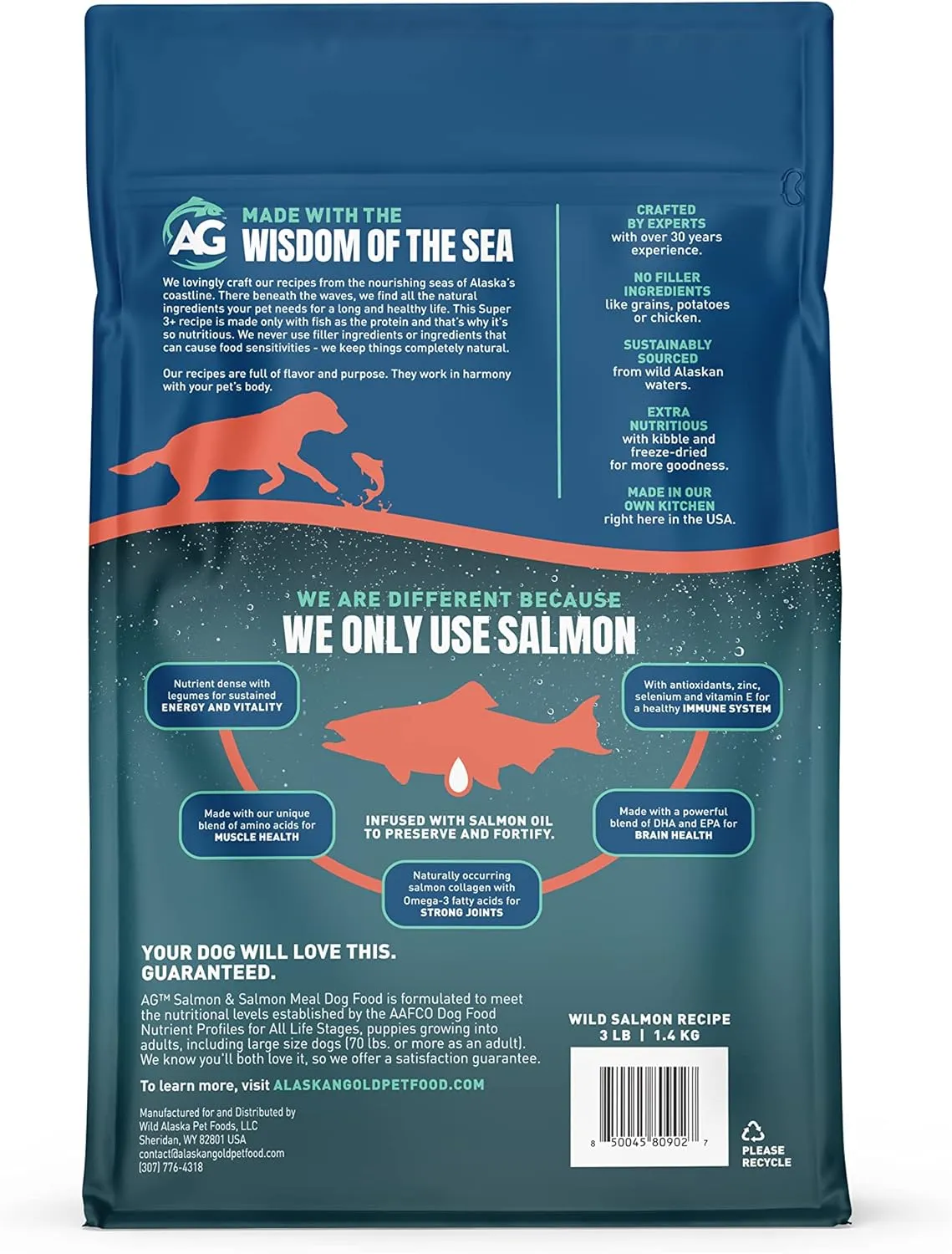 SUPER3  Salmon Freeze Dried Raw Salmon Dry Dog Food | Puppy & Adult | Small & Large Breed | High-Protein | Grain-Free | All-Natural Nutrition | 3-lbs