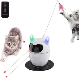 TBTeek Dual-Mode Cat Laser Toy Automatic  Interactive Rechargeable Laser Cat Toy for Indoor Cats, Kittens & Dogs, 360 Rotation, Adjustable Laser, Smart Power SavingIncludes feather teaser & remote
