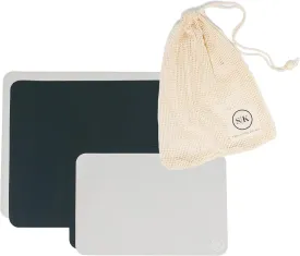 The Silicone Kitchen Reusable Silicone Oven Baking Mats Gift Set Bundle, 2 Half-Sheet, 2 Quarter-Sheet, Vintage Navy Blue, Pearl Gray