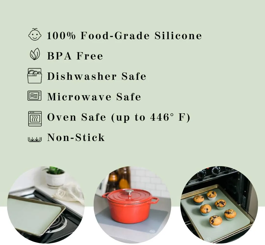 The Silicone Kitchen Reusable Silicone Oven Baking Mats Gift Set Bundle, 2 Half-Sheet, 2 Quarter-Sheet, Vintage Navy Blue, Pearl Gray