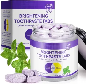 Toothpaste Tablets, Hydroxyapatite Toothpaste, Natural Peppermint Toothpastes Tabs, for Teeth Whitening, Fresh Breath, Enamel-Safe and Remineralizing Tablets, 150 Pcs Purple