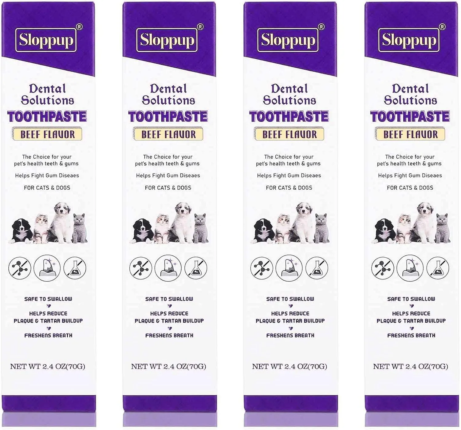 Toothpaste | Teeth Cleaning and Fresh Breath Dental Care for Russian White, Russian Black and Russian Tabby Cat Kittens and Adult Cats | Soothes Inflamed Gums | Vet Formulated 4 Pack (9.6 OZ)