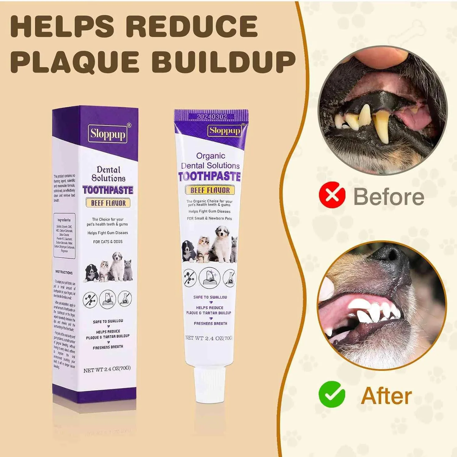 Toothpaste | Teeth Cleaning and Fresh Breath Dental Care for Russian White, Russian Black and Russian Tabby Cat Kittens and Adult Cats | Soothes Inflamed Gums | Vet Formulated 4 Pack (9.6 OZ)