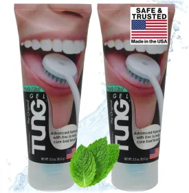 Tung Tongue Gel | Fresh Mint Tongue Cleaning Paste | Bad Breath and Halitosis | Mouth Odor Eliminator | Use with Tongue Brushes & Scrapers | Made in America (2 Pack)
