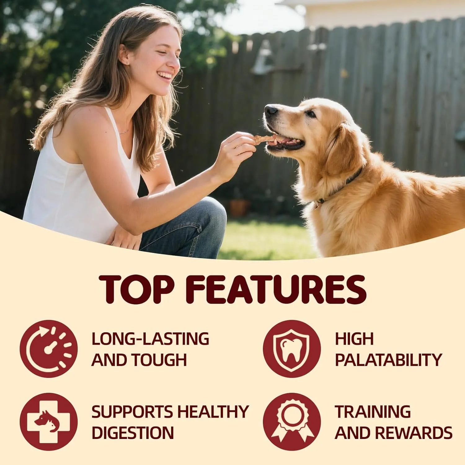 Turkey Tendons for Dogs  Medium Dogs Training Treats, Natural Long-Lasting Chews Sticks, High-Protein Beef Tendons, BoneM(6 Units/Pack, 4.66 oz)