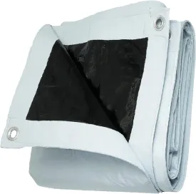 UCINNOVATE 10' x 10' Heavy Duty Waterproof White/Black Reversible Tarp, Durable 14 Mil Tarp Cover with Grommets, UV Resistant Reinforced Ground Sheet Cover for Garden Patio Lawn Greenhouse or Boat