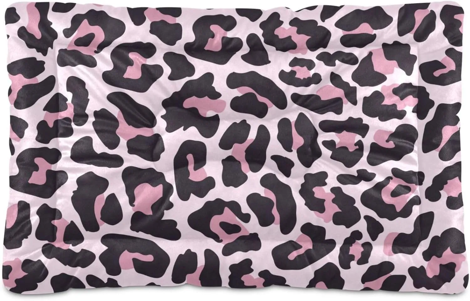 Ultra Soft Pet Bed Washable Dog Bed Crate Mat for Dogs Fleece Dog Crate Kennel Pad Cat Pet Bed Liner 24x18in Pink Leopard Printed