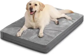 Vonabem Waterproof Dog Bed Large Medium Sized Dog - Orthopedic Outdoor Crate Pad, Removable Washable Cover for Pet Crate pad, Egg Crate Foam Support, Durable Anti-Slip Kennel Bed 35"x22", Gray