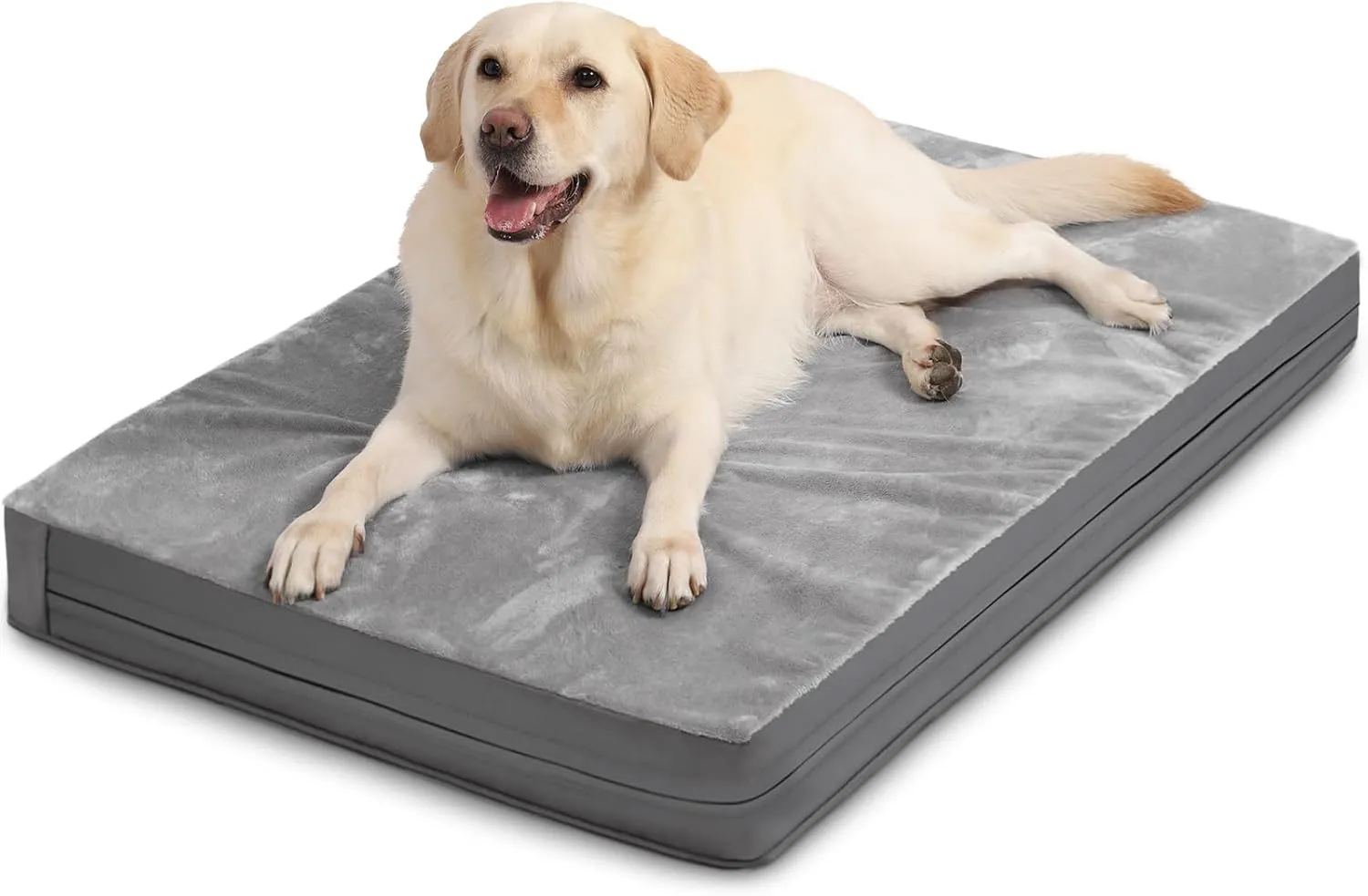 Vonabem Waterproof Dog Bed Large Medium Sized Dog - Orthopedic Outdoor Crate Pad, Removable Washable Cover for Pet Crate pad, Egg Crate Foam Support, Durable Anti-Slip Kennel Bed 35"x22", Gray