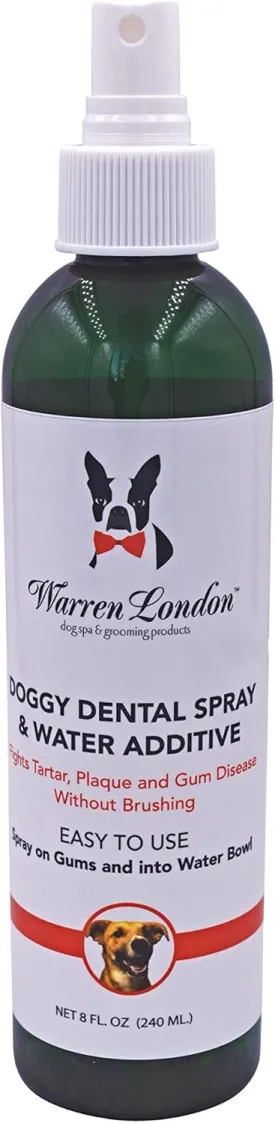 Warren London Doggy Dental- Dog Breath Freshener Spray & Pet Water Additive- Made in USA- 8oz