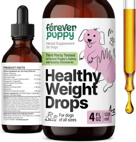 Weight Management Drops for Dogs - Dog Food Supplement w/Irish Sea Moss, Ginseng & Fenugreek Nutrient Blend - Energy Support for All Breeds & Sizes - 4 fl oz