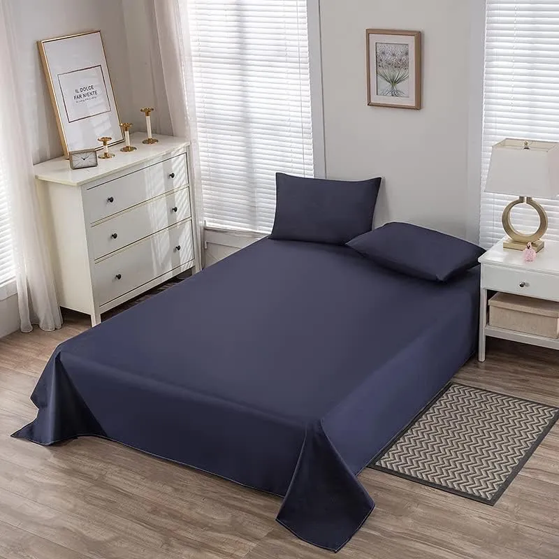 WenBags Lightweight Waterproof Flat Sheet 90 * 98 Inches King Size - Mattress Protector for Bed & Couch, Pet Hair Resistant Cover Ideal for Dogs & Cats, Perfect for Hotels & Hospitals (Navy Blue)