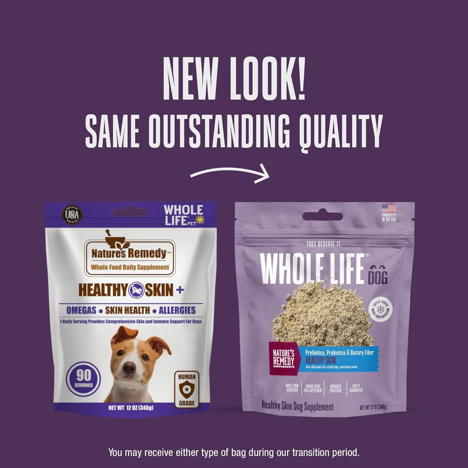 Whole Life Dog Healthy Skin and Coat Dog Supplements for Dry Skin, Allergy & Stomach Relief, Immune & Digestive Support, Probiotics & Omega 3 - Food Add-Ins - 90 Servings