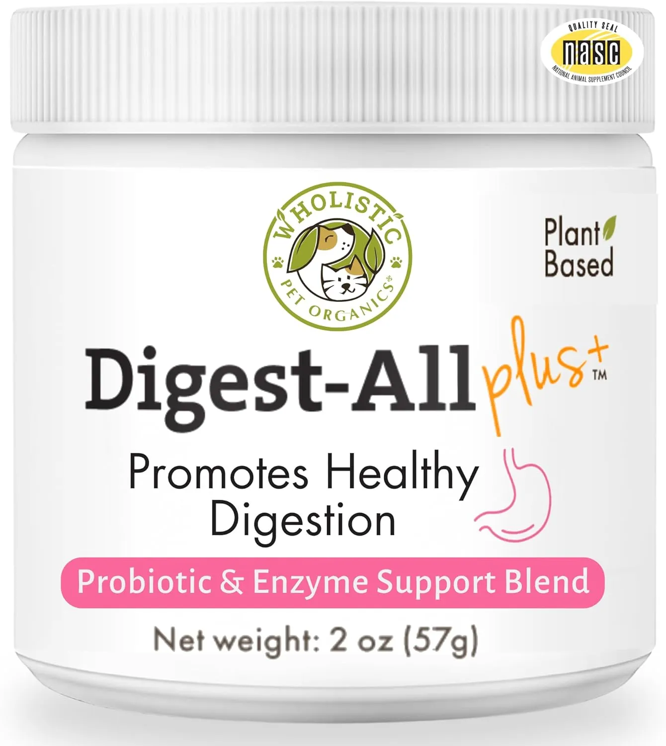 Wholistic Digest-All Plus Probiotics for Dogs with Digestive Enzymes - 2 Oz - Cat Probiotics for Digestive Health - Dog Probiotics for Digestive Health Supplement Powder for Homemade Food