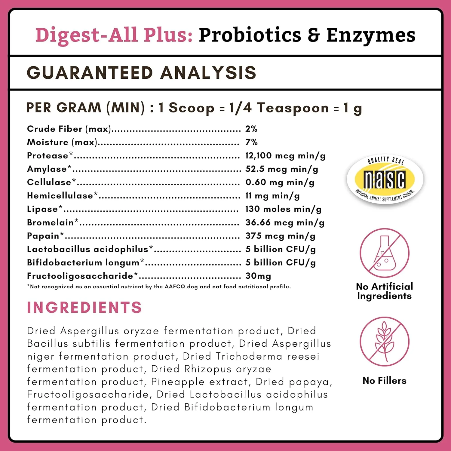 Wholistic Digest-All Plus Probiotics for Dogs with Digestive Enzymes - 2 Oz - Cat Probiotics for Digestive Health - Dog Probiotics for Digestive Health Supplement Powder for Homemade Food