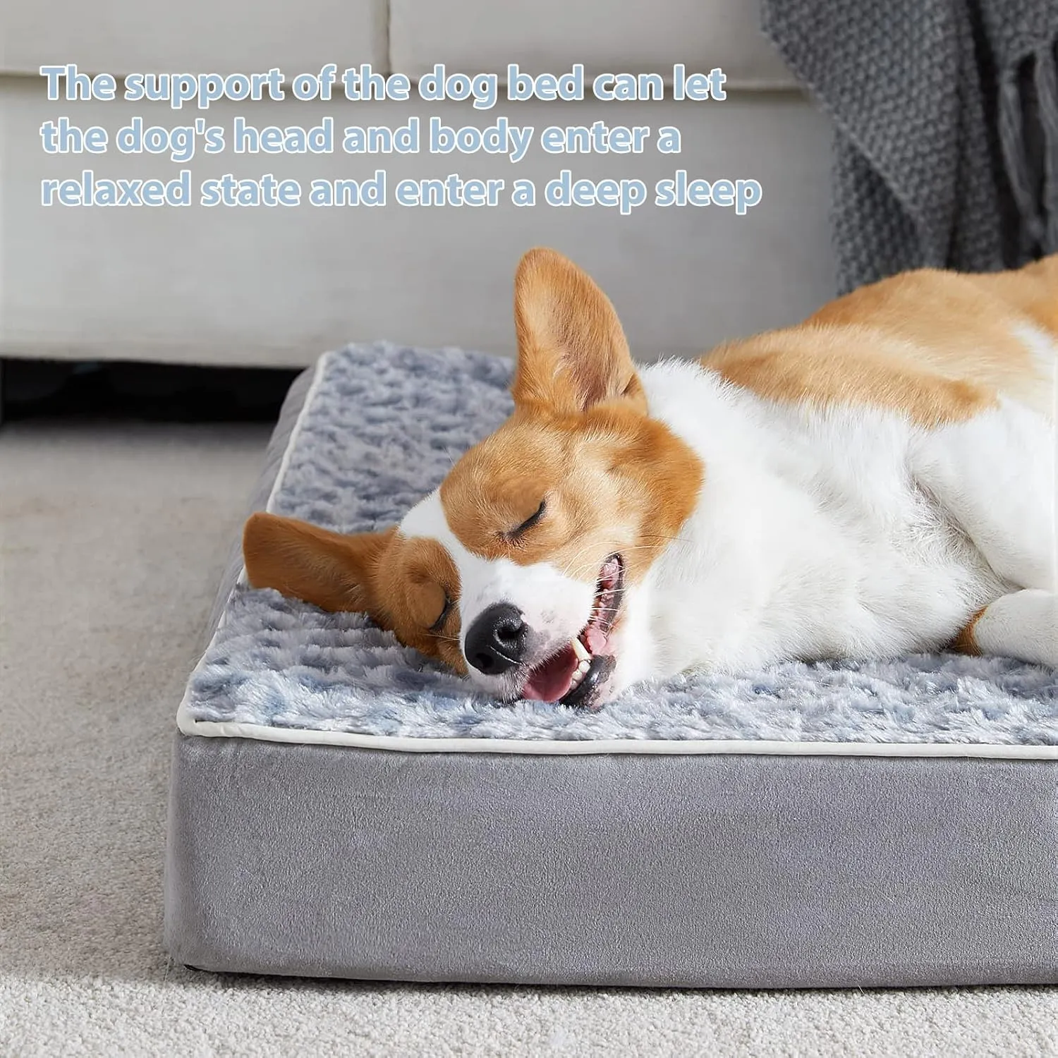 WNPETHOME Orthopedic Large Dog Bed, Large Waterproof Dog Bed with Removable Washable Cover & Anti-Slip Bottom,Egg Crate Foam Pet Bed Mat,Soft Rose Plush Pet Crate Mat